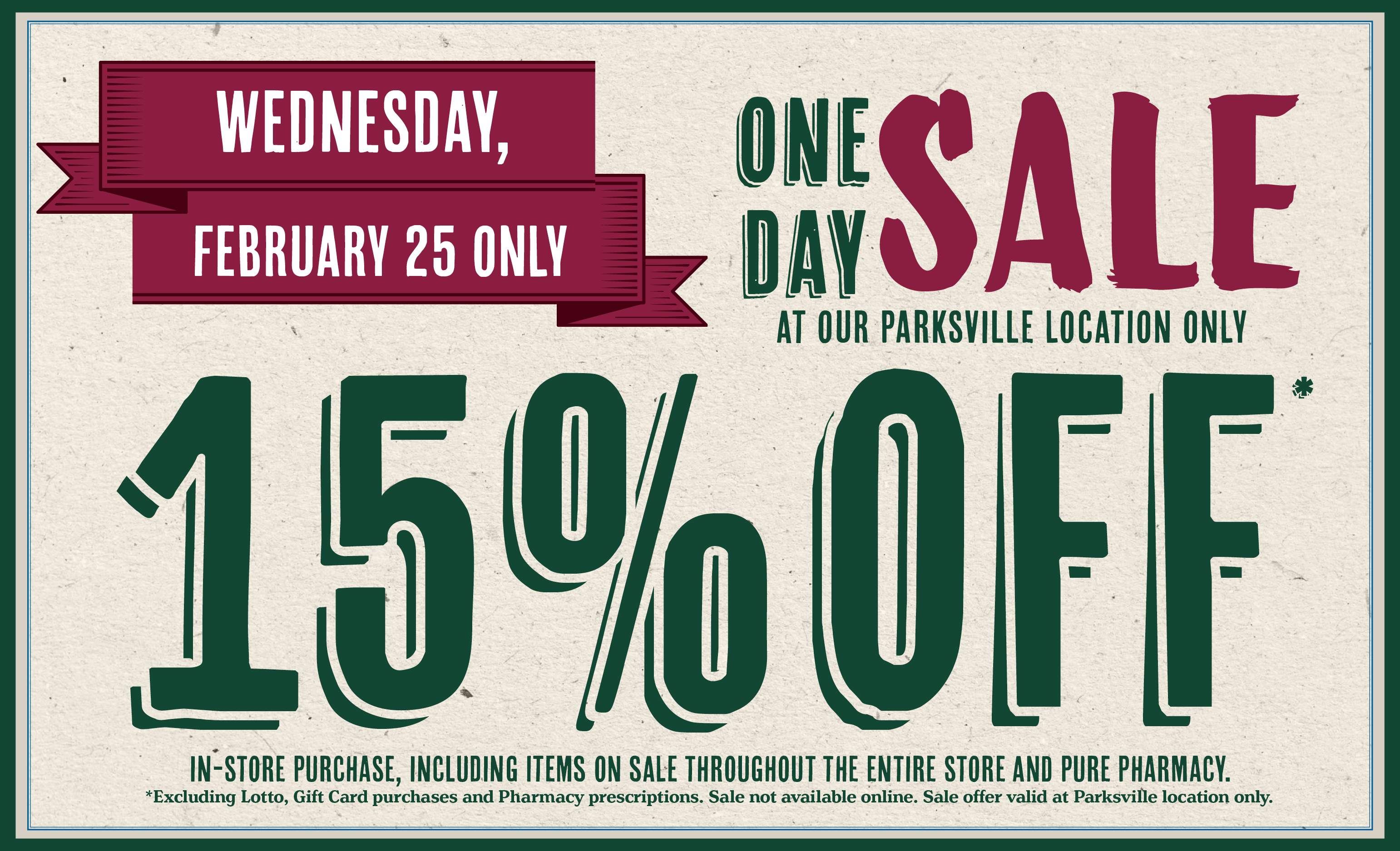 Parksville Sale February 25th 