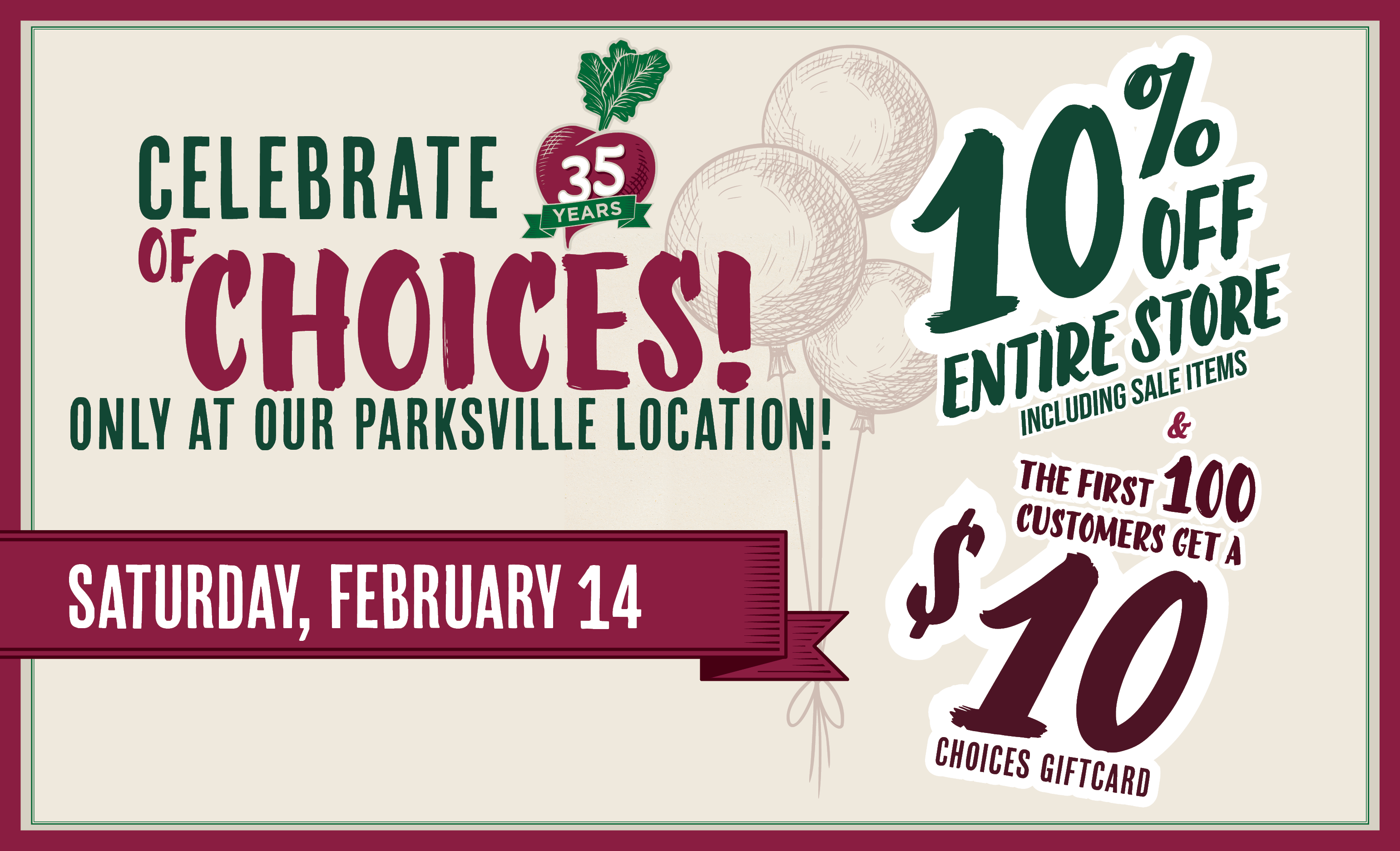 Choices 35th anniversary - parksville