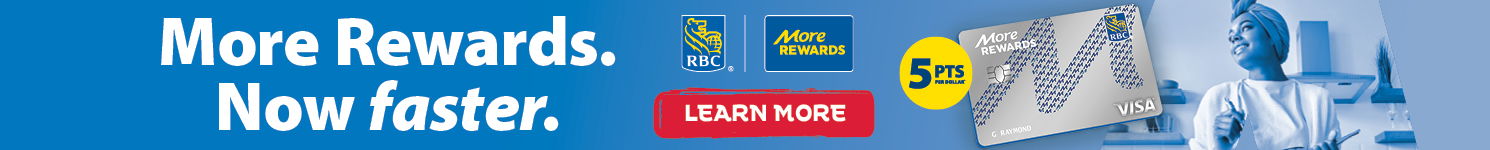With your More Rewards RBC Visa card, earn More Rewards points everywhere you shop