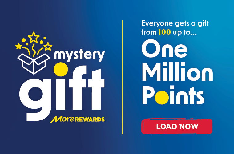 Gift of 100 up to 1 million points. Load My Offers and redeem at the checkout to reveal your Mystery Gift.