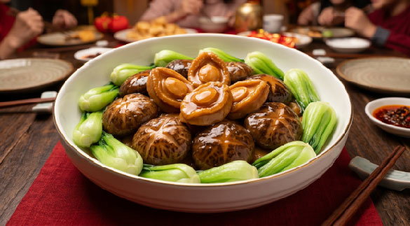 abalone bokchoy asian family dinner