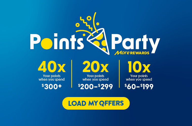 Load your My Offers and earn up to 40x your points during our Points Party event