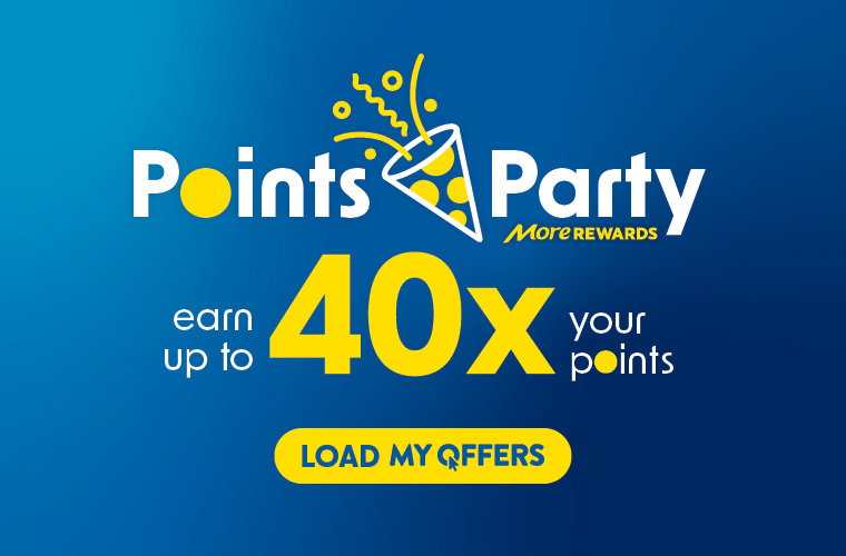 Load your My Offers and earn up to 40x your points during our Points Party event