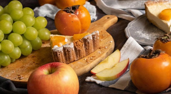 ambrosia apples, korean muscat grapes and persimmons