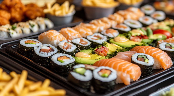 sushi and sashimi platters