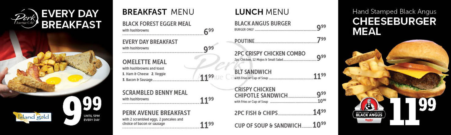 Perk Avenue Restaurant Menu located at Quality Foods Stores
