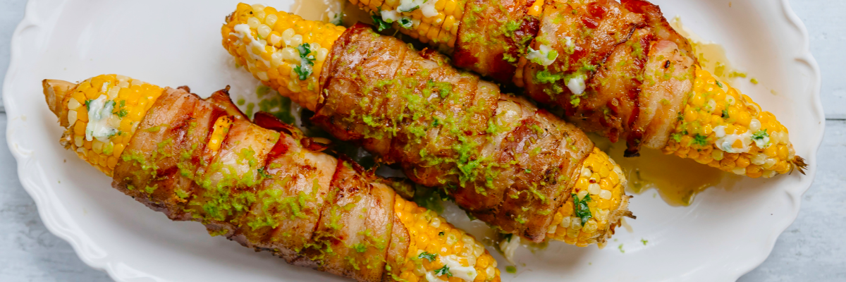 Sweet and Spicy Bacon Wrapped Corn