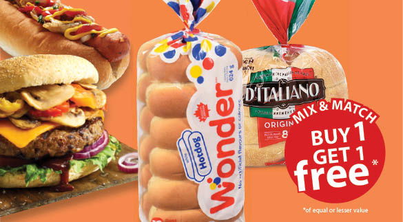 Hamburger and Hot dog Buns buy one get one free