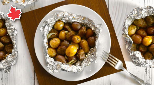 garlic herb potatoes with sausage foil-packets recipe