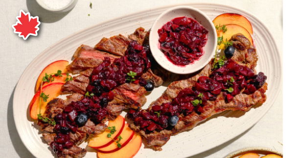Steak with Blueberry Peach Glaze Recipe